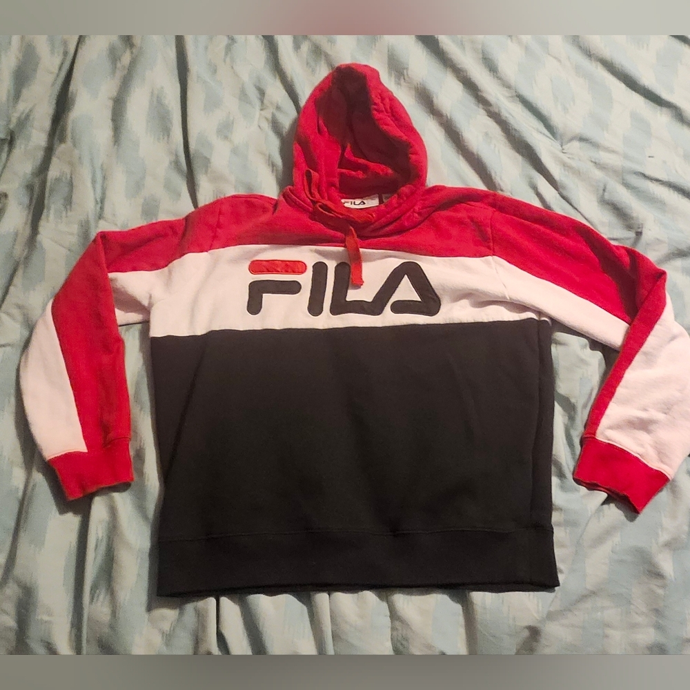 FILA Hoodie Men's Size Small Black and Red .